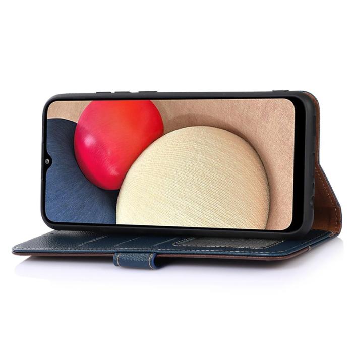 KHAZNEH - KHAZNEH Samsung Galaxy S26 Edge Konstläder Plånboksfodral RFID-Skydd - Blå