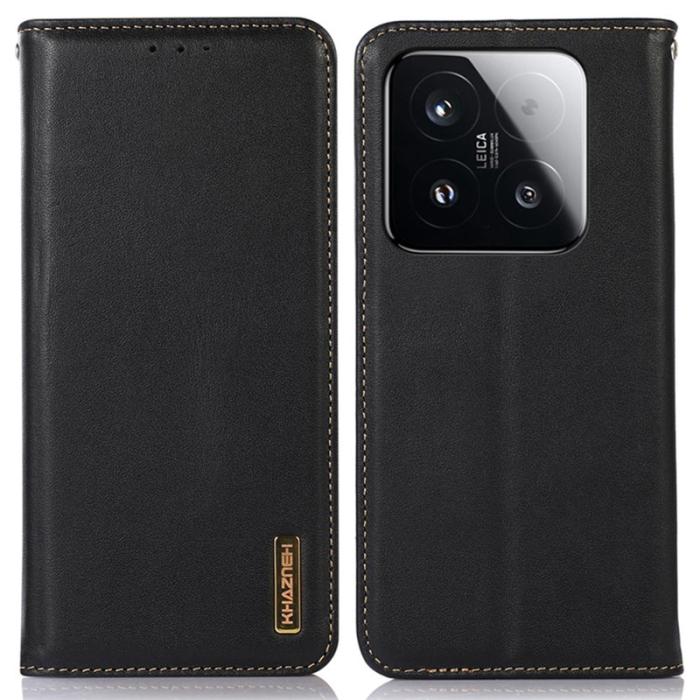 KHAZNEH - KHAZNEH Xiaomi 15T Fodral Wallet Äkta läder - Svart