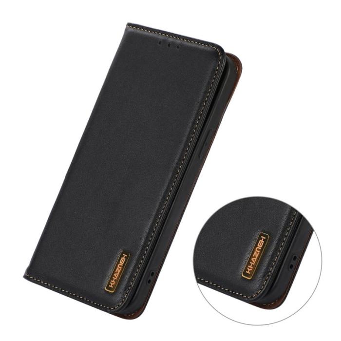 KHAZNEH - KHAZNEH Xiaomi 15T Fodral Wallet Äkta läder - Svart
