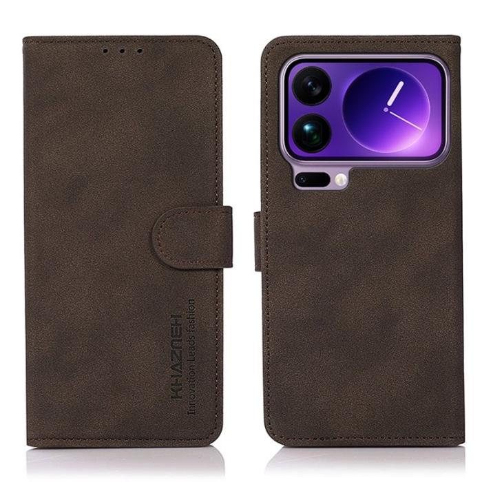 KHAZNEH - KHAZNEH Xiaomi 17 Pro Max Plånboksfodral Anti Scratch Konstläder - Brun