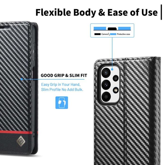 LC.imeeke - LC.IMEEKE för Samsung Galaxy A23 5G Fodral Äkta läder - Svart