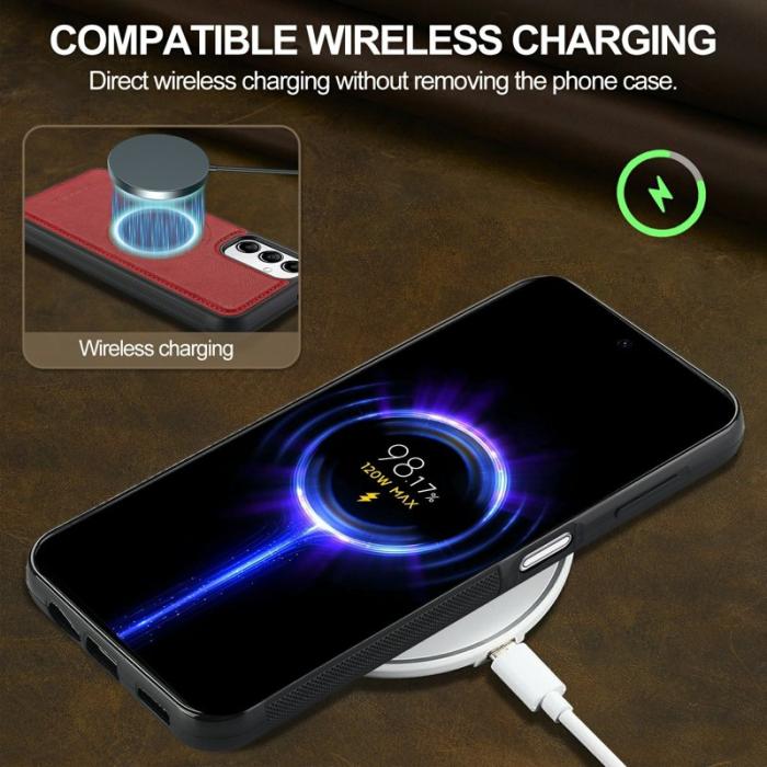 LC.imeeke - LC.IMEEKE för Samsung Galaxy A34 5G Fodral Äkta läder - Röd