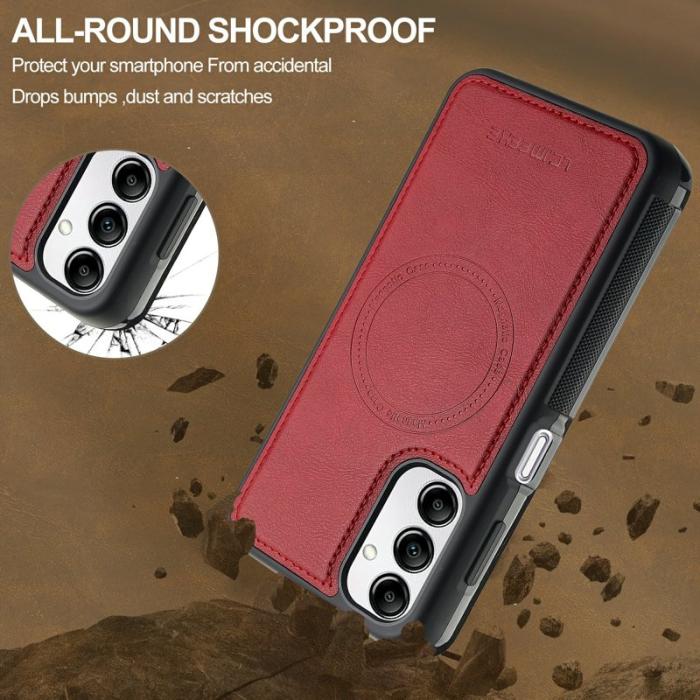 LC.imeeke - LC.IMEEKE för Samsung Galaxy A34 5G Fodral Äkta läder - Röd