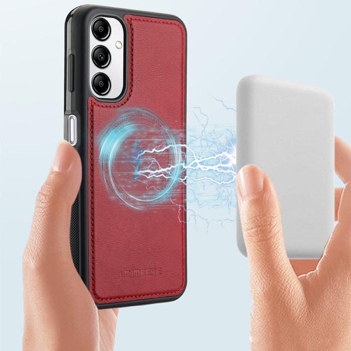 LC.imeeke - LC.IMEEKE för Samsung Galaxy A34 5G Fodral Äkta läder - Röd