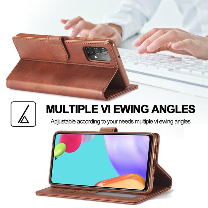 LC.imeeke - LC.IMEEKE för Samsung Galaxy A52 Fodral - PU Läder - Kaffe