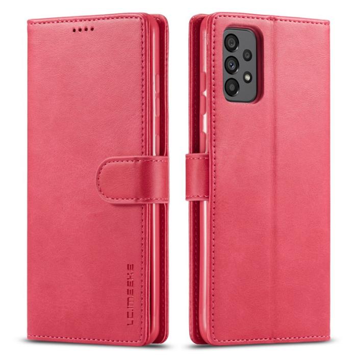 LC.imeeke - LC.IMEEKE för Samsung Galaxy A73 5G Fodral - Äkta läder - Röd