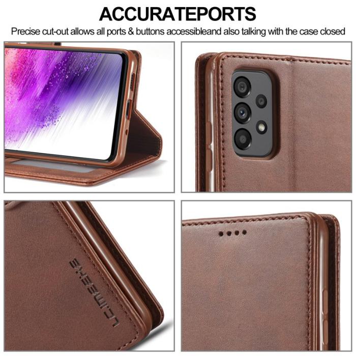 LC.imeeke - LC.IMEEKE för Samsung Galaxy A73 5G Fodral i PU-läder - Kaffe