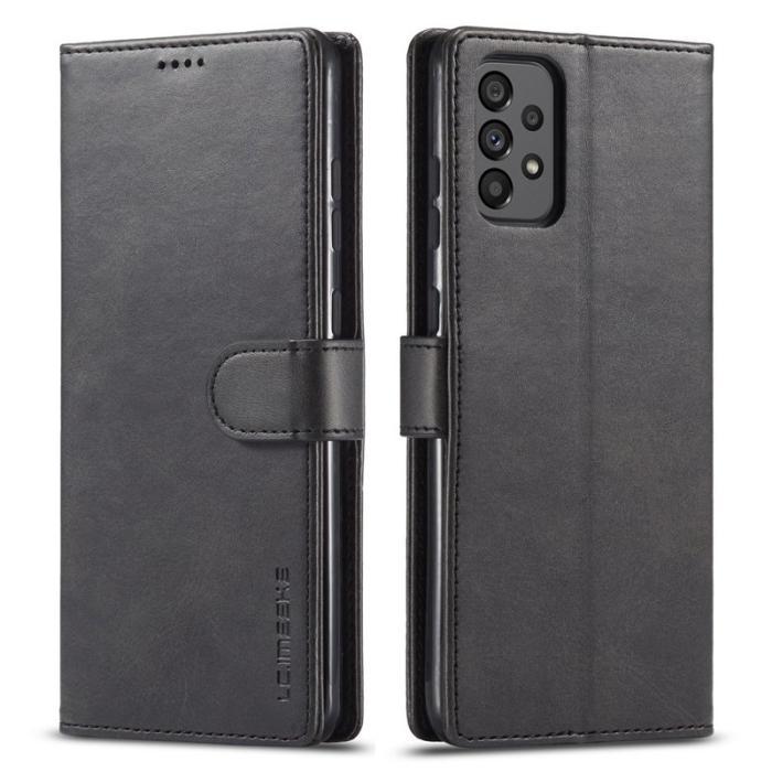 LC.imeeke - LC.IMEEKE för Samsung Galaxy A73 5G Fodral - Texturerat PU Läder - Svart