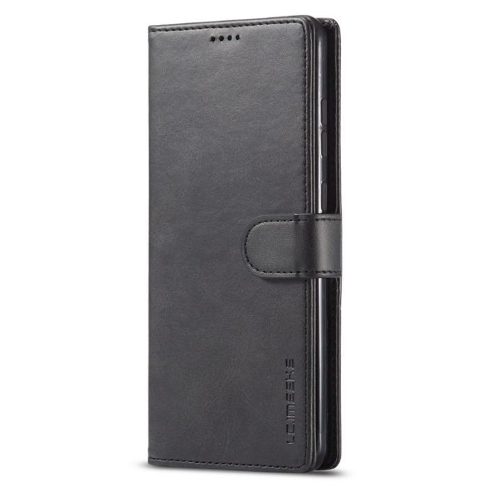 LC.imeeke - LC.IMEEKE för Samsung Galaxy A73 5G Fodral - Texturerat PU Läder - Svart