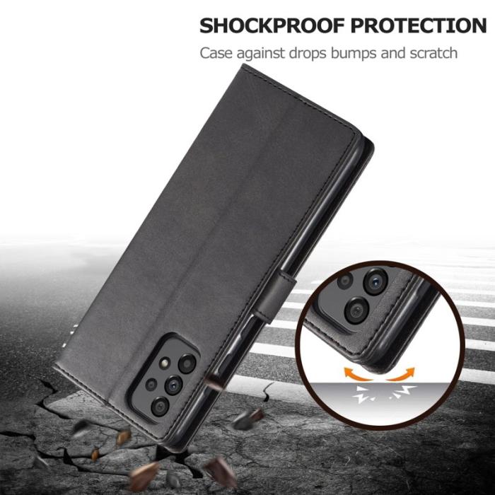 LC.imeeke - LC.IMEEKE för Samsung Galaxy A73 5G Fodral - Texturerat PU Läder - Svart