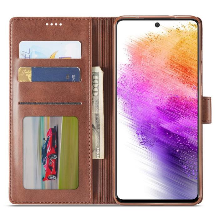 LC.imeeke - LC.IMEEKE för Samsung Galaxy A73 5G Fodral - Texturerat PU Läder - Svart