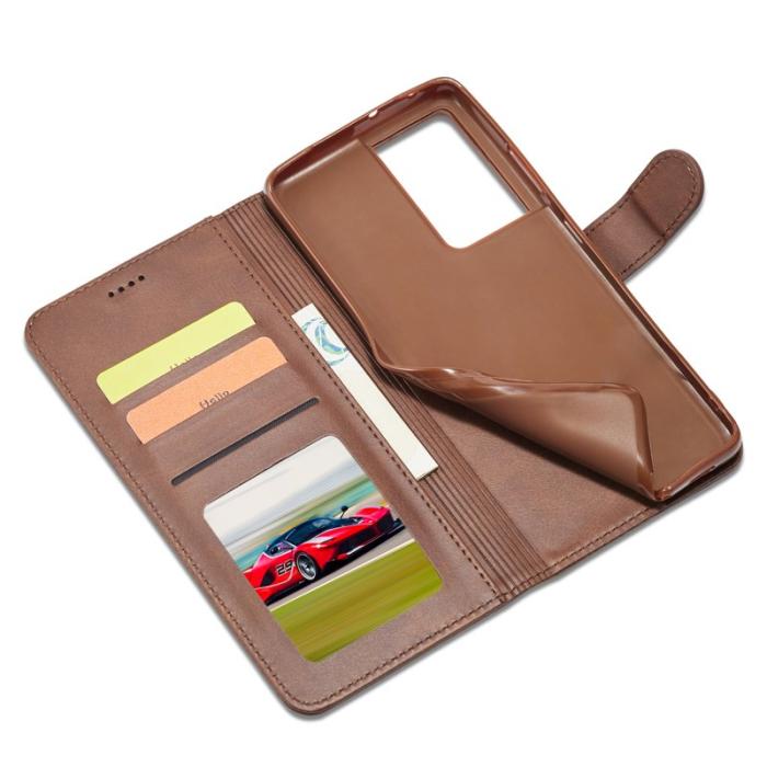 LC.imeeke - LC.IMEEKE för Samsung Galaxy S21 Ultra Fodral - Äkta läder - Kaffe