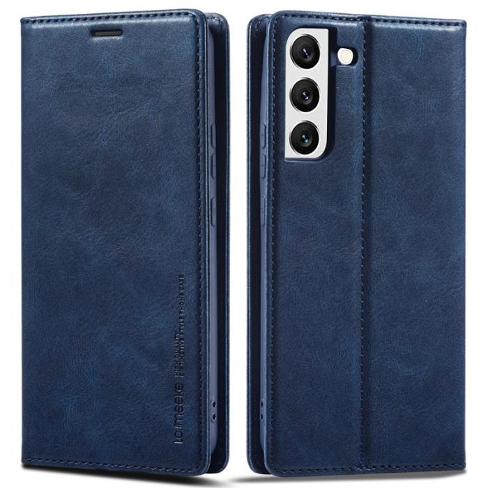 LC.imeeke - LC.IMEEKE för Samsung Galaxy S22 5G Fodral Äkta läder - Blå