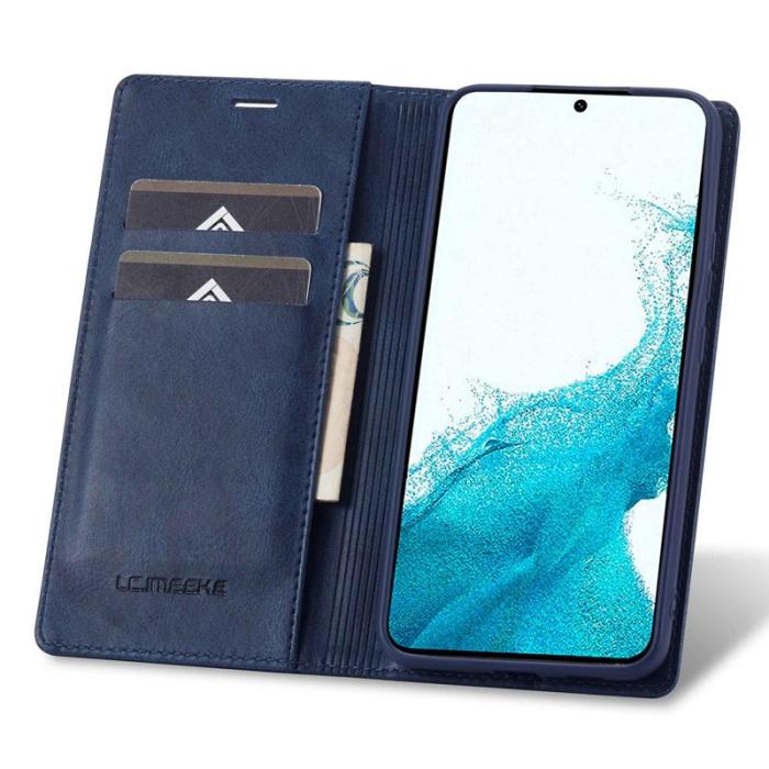 LC.imeeke - LC.IMEEKE för Samsung Galaxy S22 5G Fodral Äkta läder - Blå