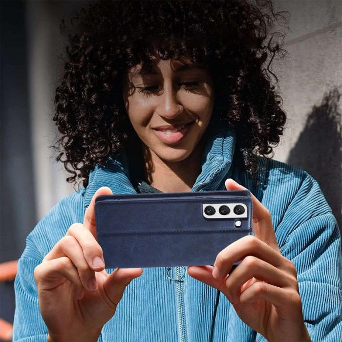 LC.imeeke - LC.IMEEKE för Samsung Galaxy S22 5G Fodral Äkta läder - Blå