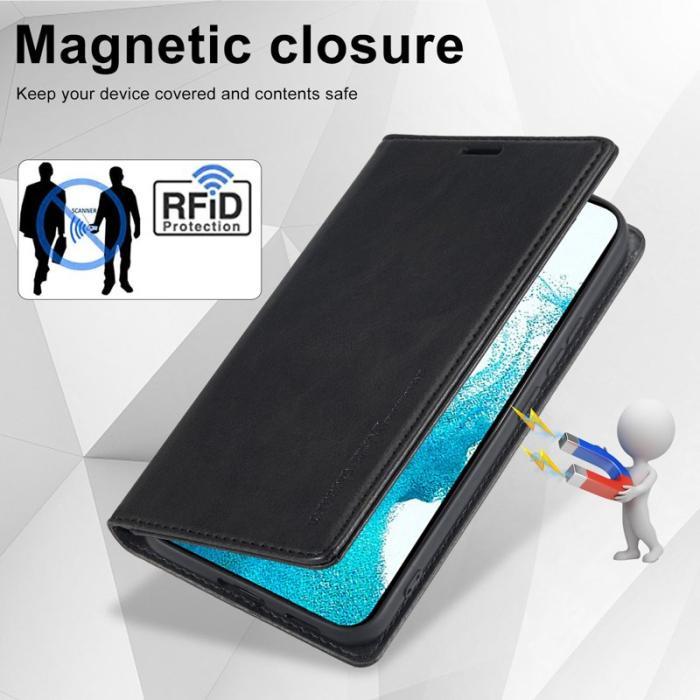 LC.imeeke - LC.IMEEKE för Samsung Galaxy S22 5G Fodral Äkta läder - Svart