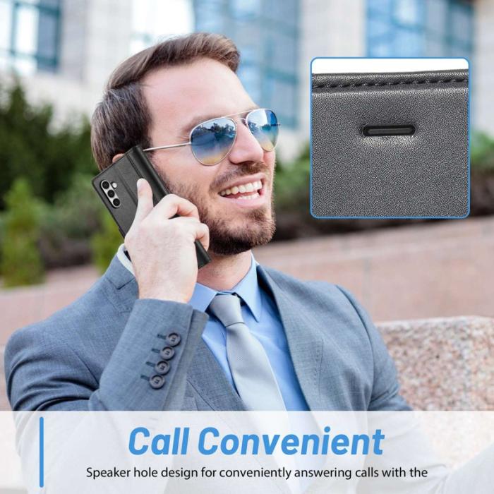 LC.imeeke - LC.IMEEKE för Samsung Galaxy S23+ Fodral PU Läder - Svart