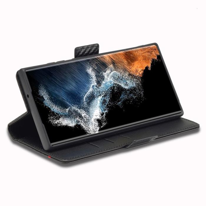 LC.imeeke - LC.IMEEKE för Samsung Galaxy S23 Ultra Fodral PU Läder - Svart