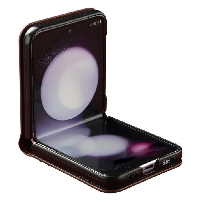 LC.imeeke - LC.IMEEKE för Samsung Galaxy Z Flip3 5G Fodral Äkta läder - Lila