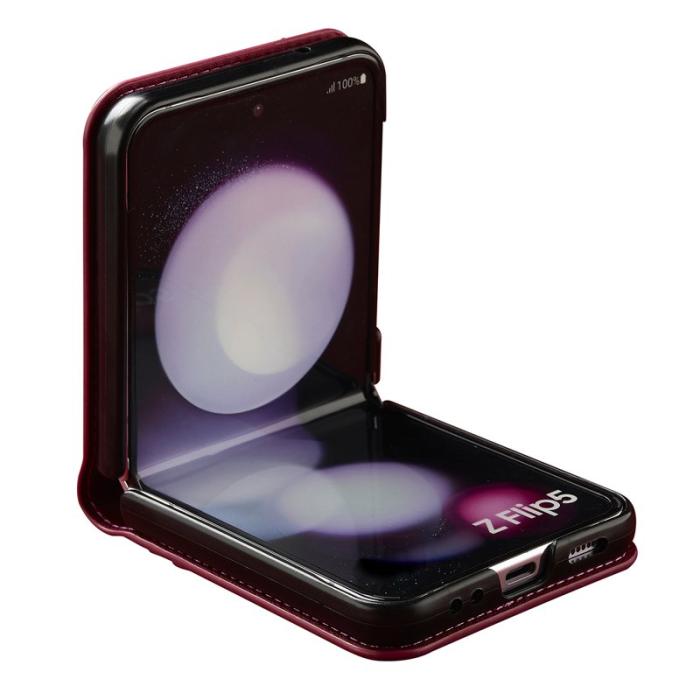 LC.imeeke - LC.IMEEKE för Samsung Galaxy Z Flip3 5G Fodral Äkta läder - Röd