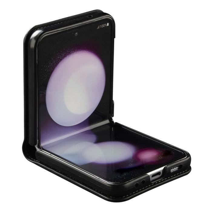 LC.imeeke - LC.IMEEKE för Samsung Galaxy Z Flip3 5G Fodral Äkta läder - Svart