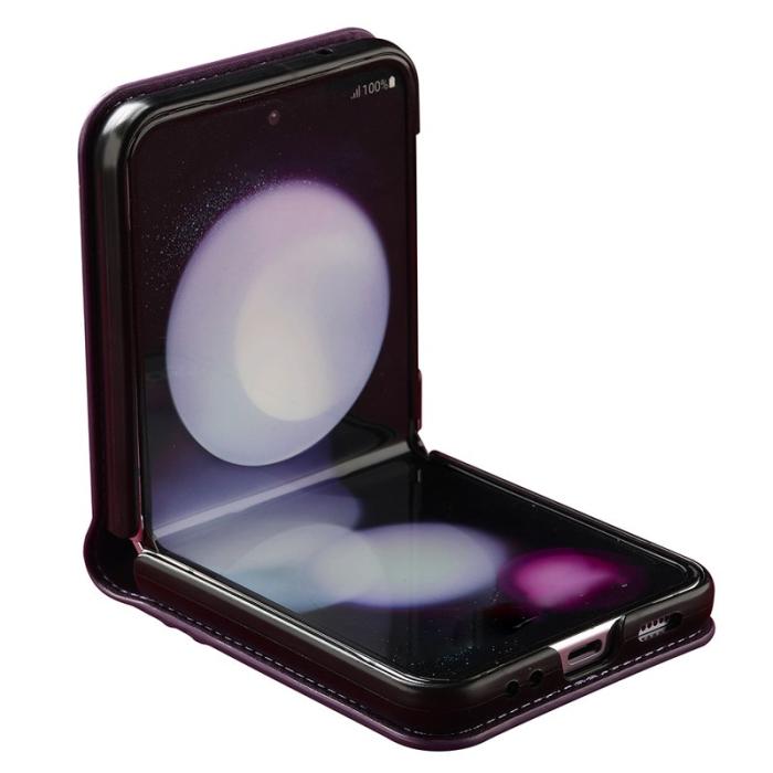 LC.imeeke - LC.IMEEKE för Samsung Galaxy Z Flip4 5G Fodral Äkta läder - Röd