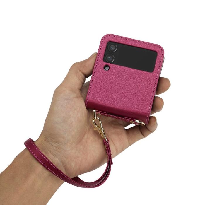 LC.imeeke - LC.IMEEKE för Samsung Galaxy Z Flip4 5G Fodral Äkta läder - Röd