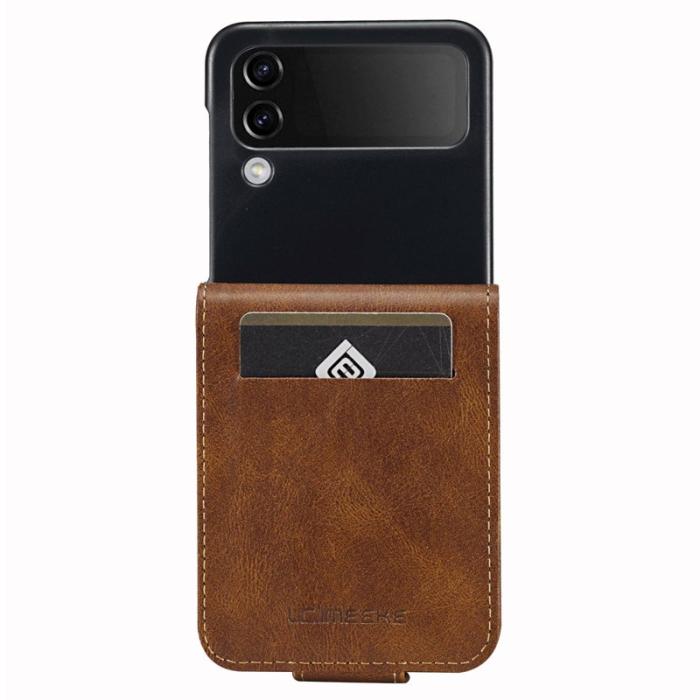 LC.imeeke - LC.IMEEKE för Samsung Galaxy Z Flip4 5G Fodral PU Läder - Brun