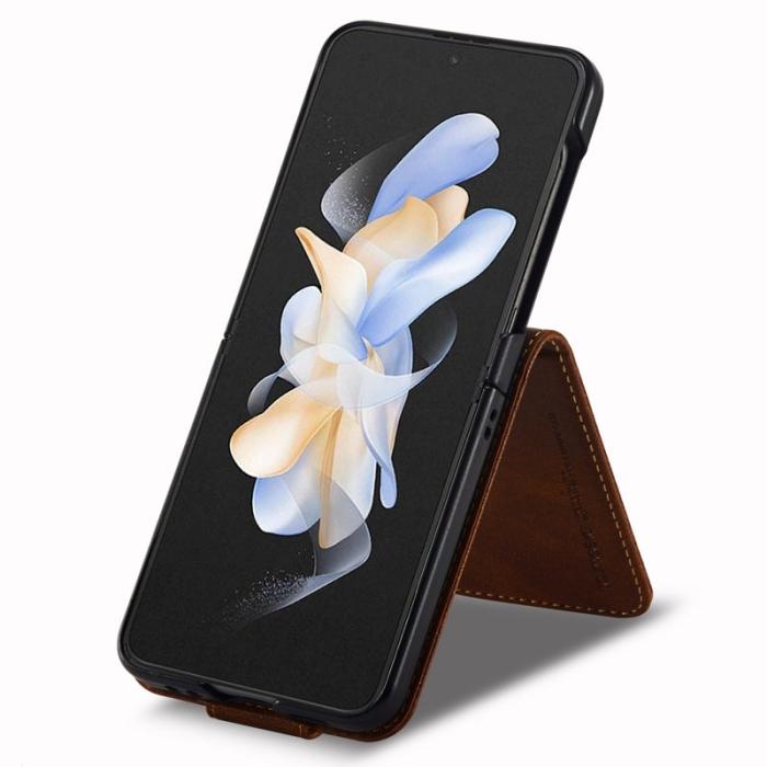 LC.imeeke - LC.IMEEKE för Samsung Galaxy Z Flip4 5G Fodral PU Läder - Brun