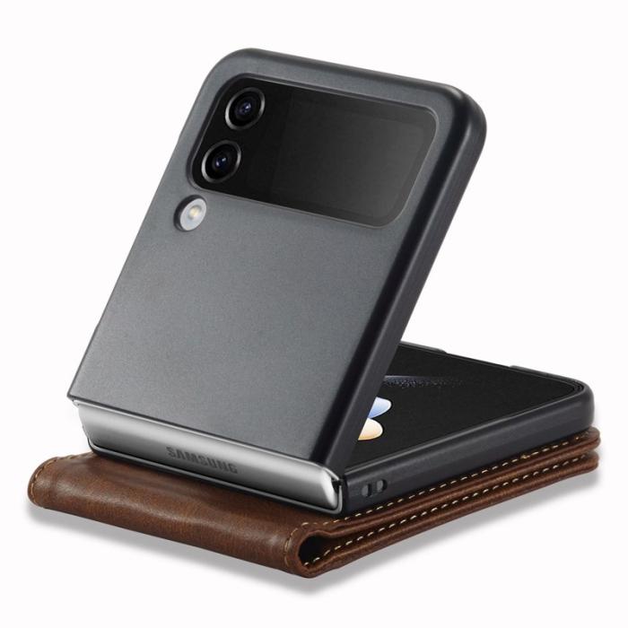 LC.imeeke - LC.IMEEKE för Samsung Galaxy Z Flip4 5G Fodral PU Läder - Brun