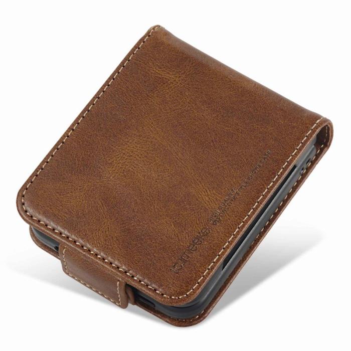 LC.imeeke - LC.IMEEKE för Samsung Galaxy Z Flip4 5G Fodral PU Läder - Brun