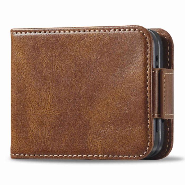 LC.imeeke - LC.IMEEKE för Samsung Galaxy Z Flip4 5G Fodral PU Läder - Brun