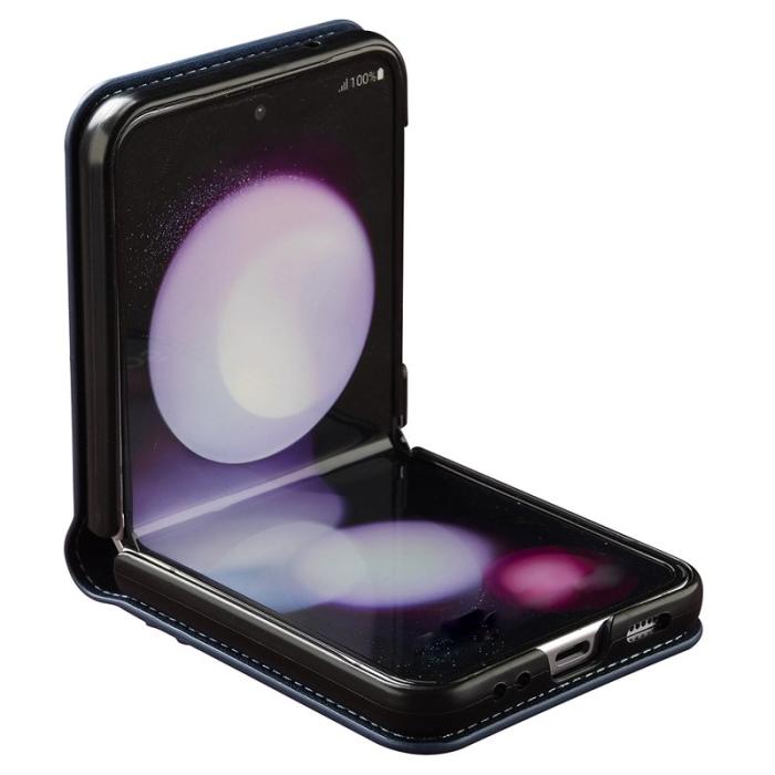 LC.imeeke - LC.IMEEKE för Samsung Galaxy Z Flip4 Fodral Äkta läder - Blå