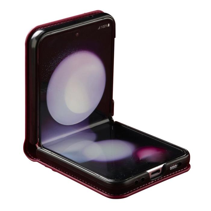 LC.imeeke - LC.IMEEKE för Samsung Galaxy Z Flip4 Fodral Äkta läder - Lila