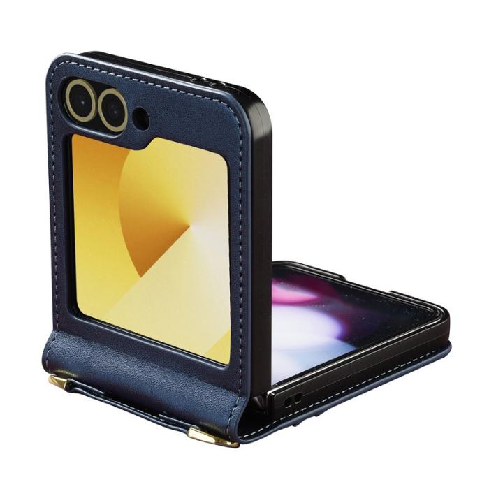 LC.imeeke - LC.IMEEKE för Samsung Galaxy Z Flip5 Fodral Äkta läder - Blå