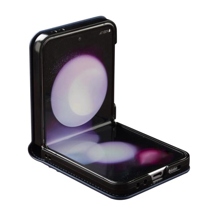LC.imeeke - LC.IMEEKE för Samsung Galaxy Z Flip5 Fodral Äkta läder - Blå