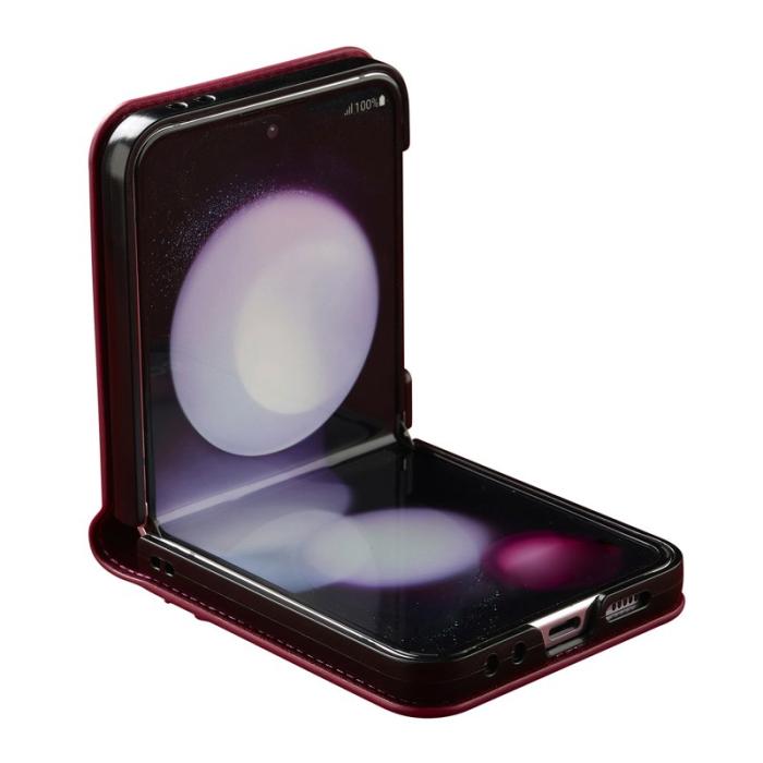 LC.imeeke - LC.IMEEKE för Samsung Galaxy Z Flip5 Fodral Äkta läder - Röd