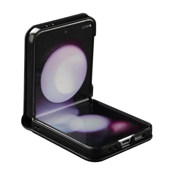 LC.imeeke - LC.IMEEKE för Samsung Galaxy Z Flip5 Fodral Äkta läder - Svart