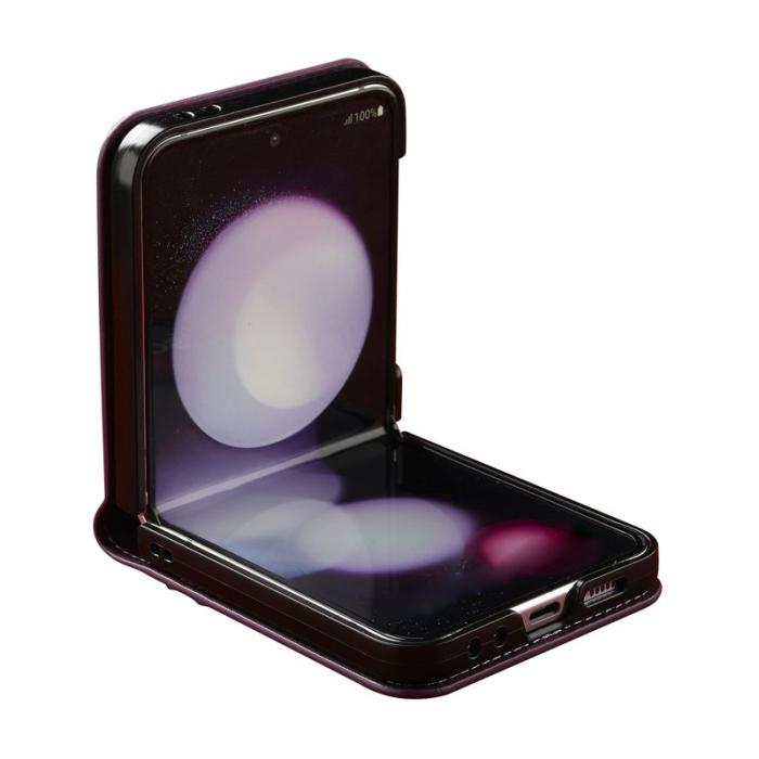 LC.imeeke - LC.IMEEKE för Samsung Galaxy Z Flip7 FE Fodral Äkta läder - Lila