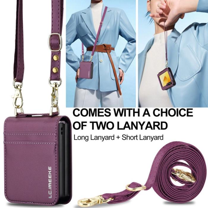 LC.imeeke - LC.IMEEKE för Samsung Galaxy Z Flip7 FE Fodral Äkta läder - Lila