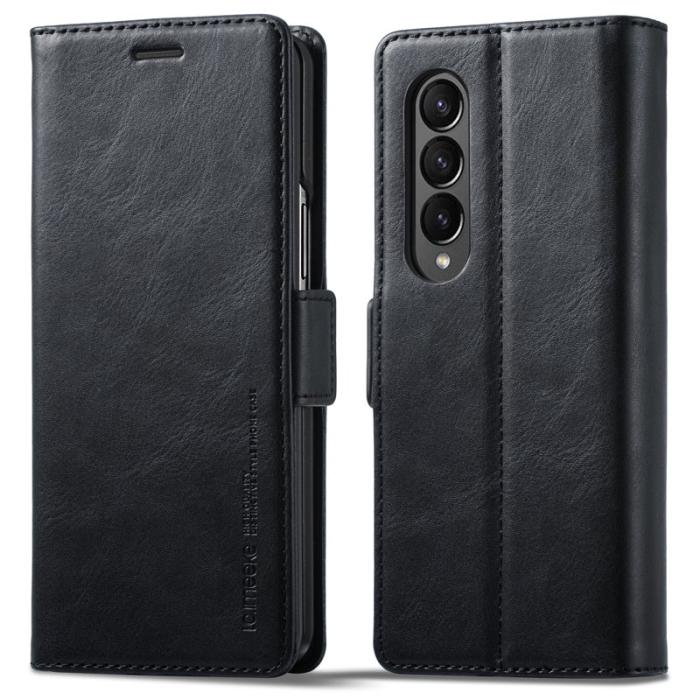 LC.imeeke - LC.IMEEKE för Samsung Galaxy Z Fold3 5G Skal PU Läder - Svart