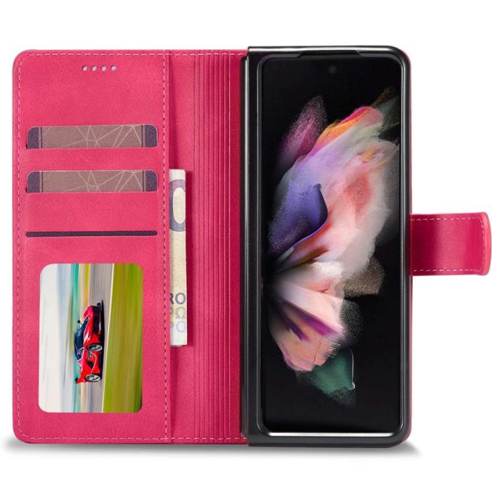 LC.imeeke - LC.IMEEKE för Samsung Galaxy Z Fold4 5G Fodral - PU Läder - Rose