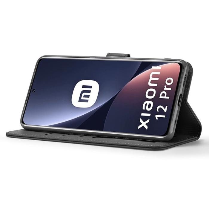 LC.imeeke - LC.IMEEKE för Xiaomi 12 Pro 5G Fodral Äkta läder - Svart