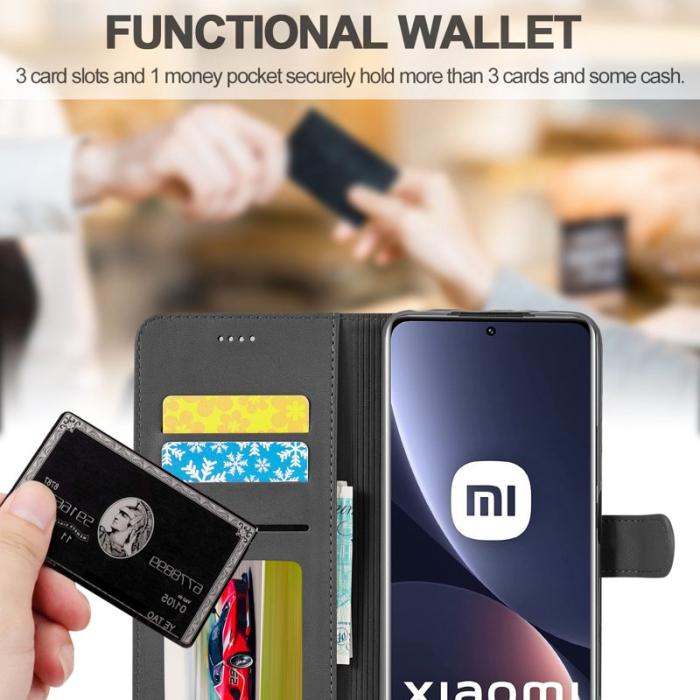 LC.imeeke - LC.IMEEKE för Xiaomi 12 Pro 5G Fodral Äkta läder - Svart