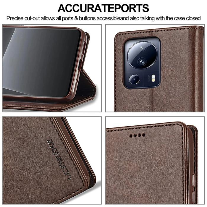 LC.imeeke - LC.IMEEKE för Xiaomi 13 Lite Fodral i PU-läder - Brun