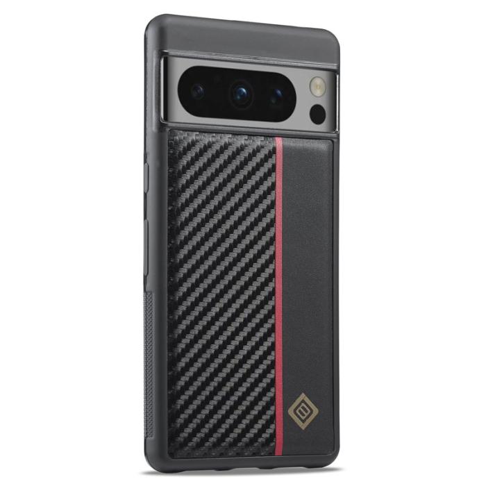 LC.imeeke - LC.IMEEKE Fodral för Google Pixel 8 Pro - Carbon Fiber PU Läder - Svart