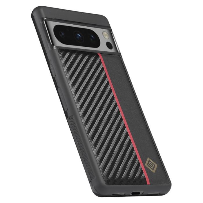 LC.imeeke - LC.IMEEKE Fodral för Google Pixel 8 Pro - Carbon Fiber PU Läder - Svart