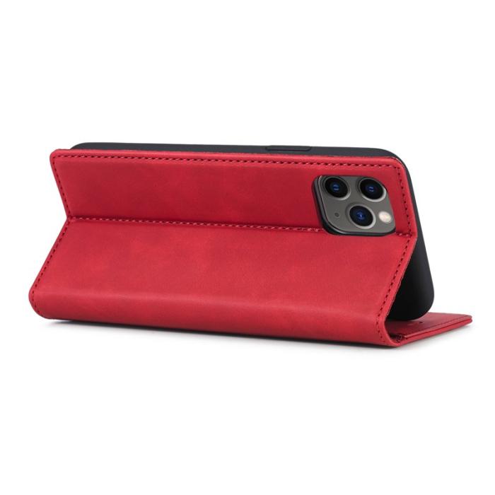 LC.imeeke - LC.IMEEKE Fodral för iPhone 11 - Starkt Magnetiskt PU Läder - Röd