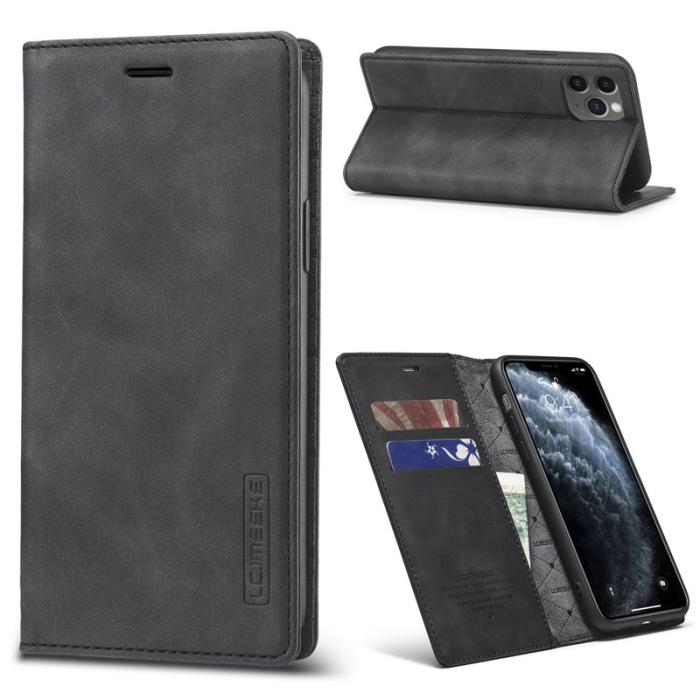 LC.imeeke - LC.IMEEKE Fodral för iPhone 11 - Starkt Magnetiskt PU Läder - Svart