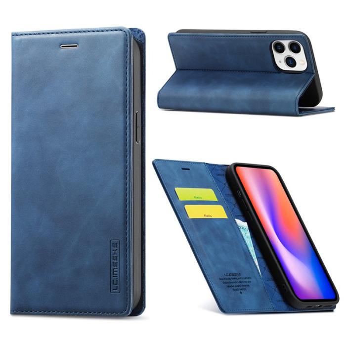 LC.imeeke - LC.IMEEKE Fodral för iPhone 12 / 12 Pro - Äkta läder - Blå